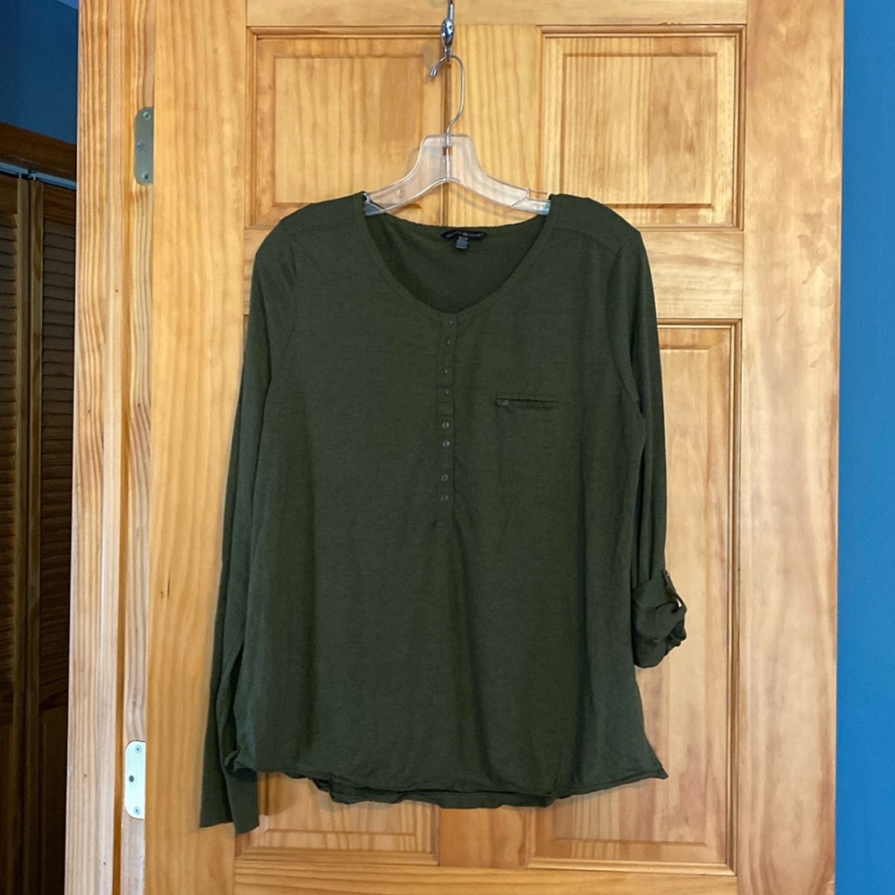 Maison Coupe Olive Green Henley Top